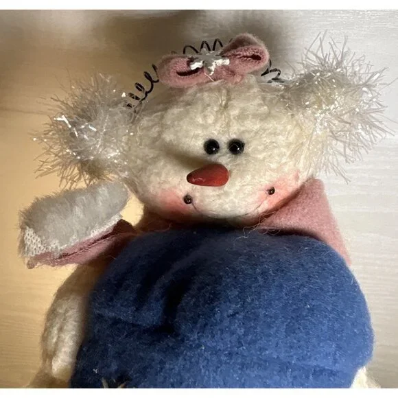 Country Lace Inc Snowwoman & Baby Figurine Plush Decor Bird Winter - Picture 4 of 8